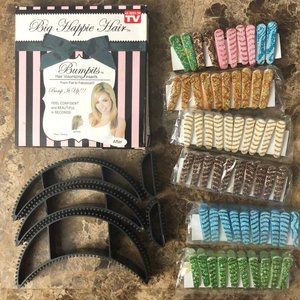 65 piece Hair Accessories Bundle! Bumpits + Colorful Hairclips Bulk Lot  Value